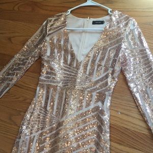 Sequins tan party or prom dress
